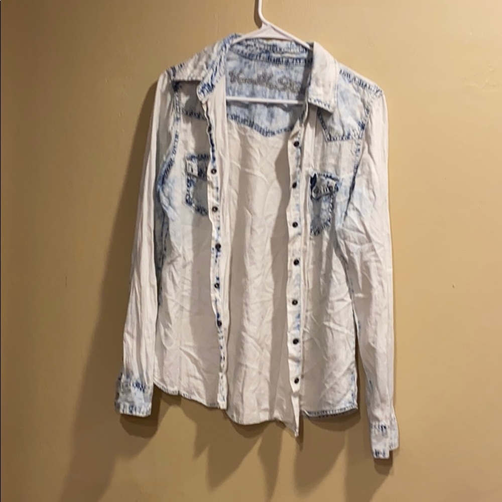 Washed denim button down